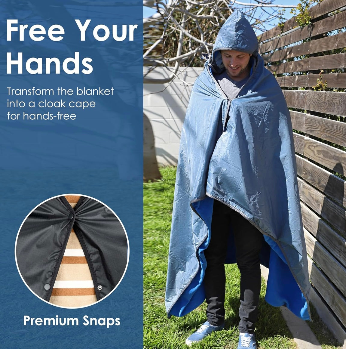 Waterproof Stadium Blanket and Wearable Poncho