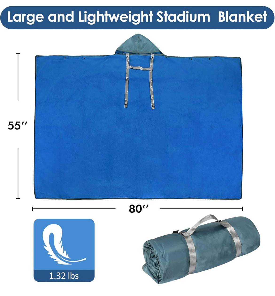 Waterproof Stadium Blanket and Wearable Poncho